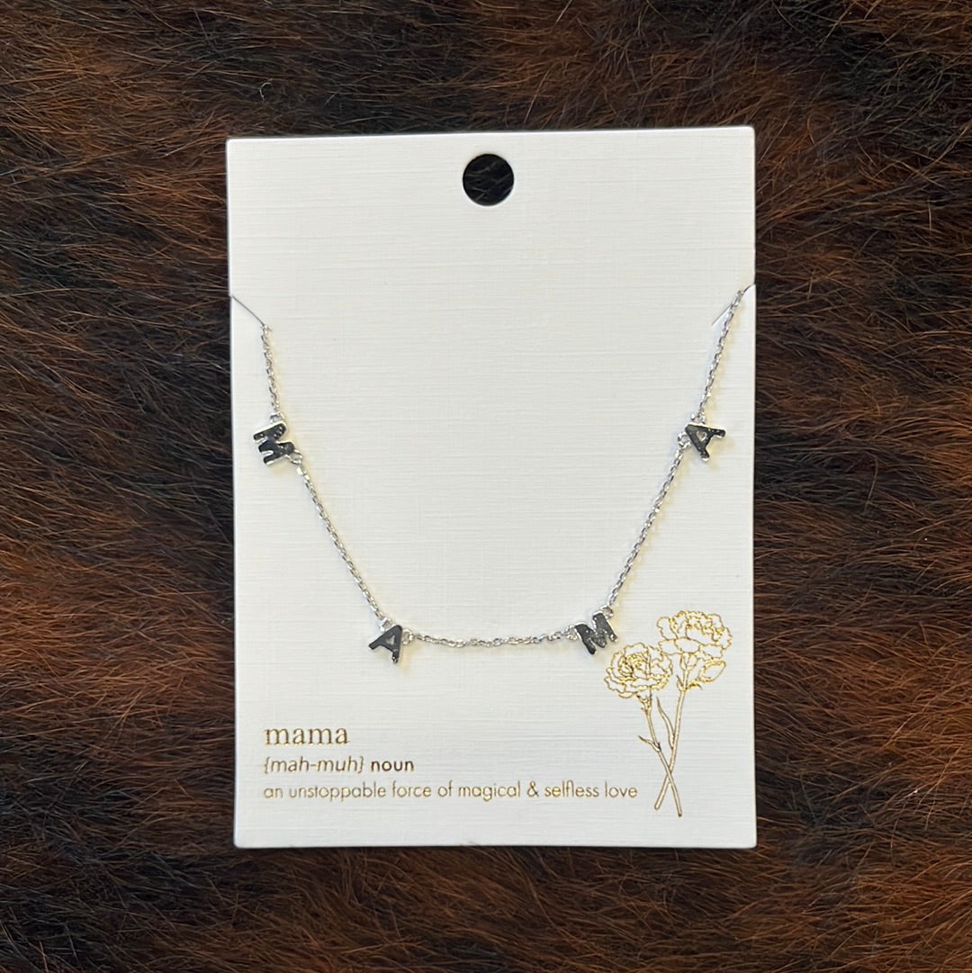 Mama Necklace- gold and silver