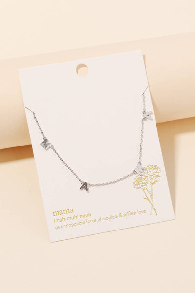 Mama Necklace- gold and silver