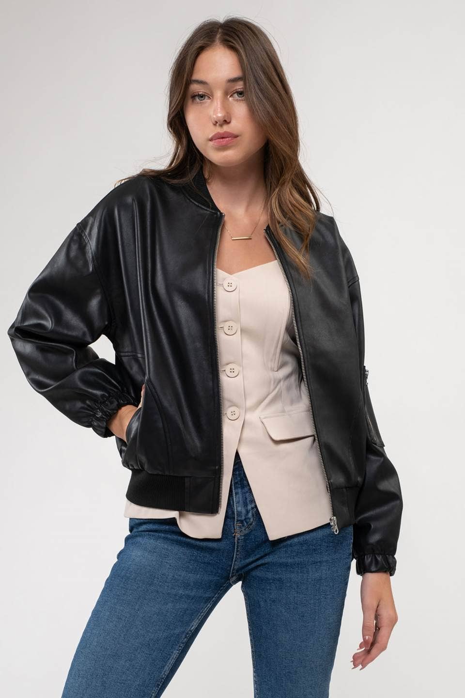 Drop The Bomb Faux Leather Jacket