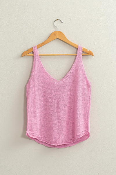 Lucky V-Neck Tank-pink