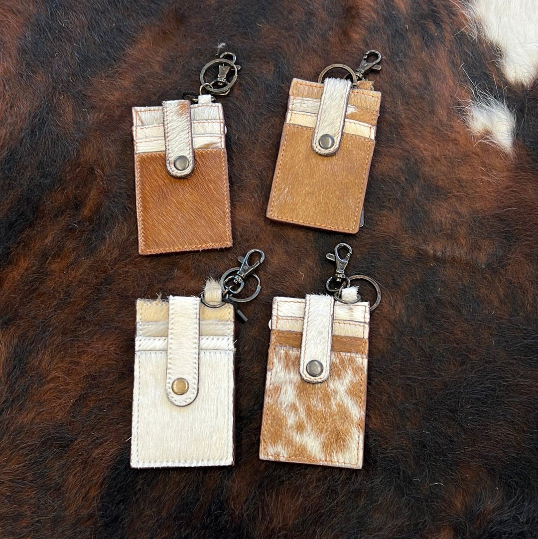 Cowhide Card Pouch Keyring