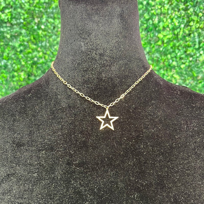 Hollow Star Necklace- silver & gold