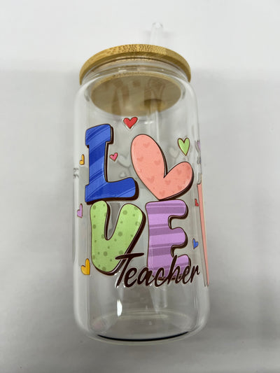 Teacher Love Glass Tumbler