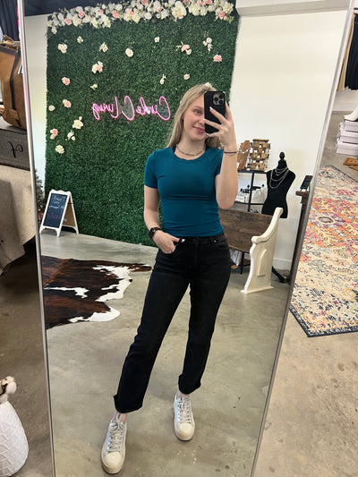 Classic Cropped Teal Tee