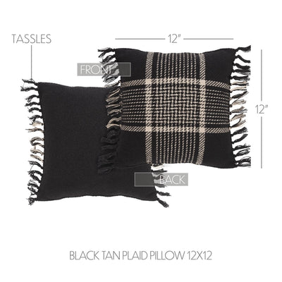 Easton Black Tan Plaid Pillow 12x12