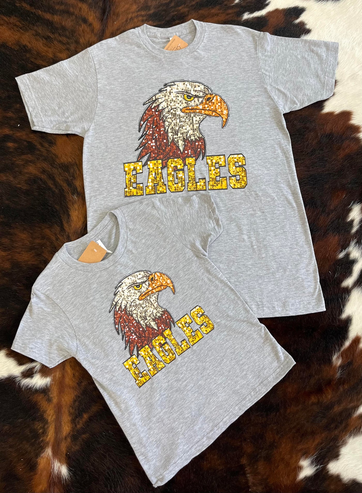 Faux Glitter Eagles Tee- youth