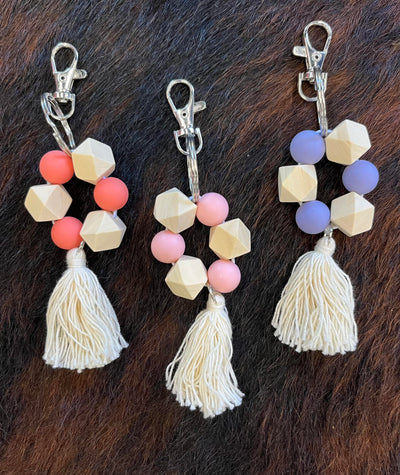 Never Out of Reach Beaded Ring Keychain- 3 colors