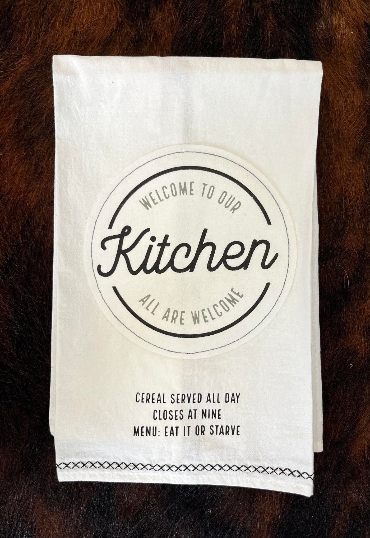 Welcome To Our Kitchen Flour Sack Hand Towel
