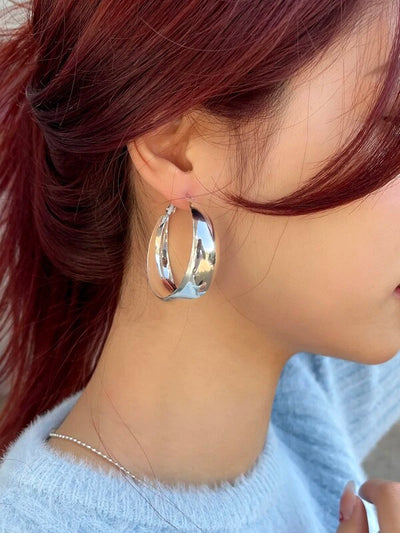 Minimalist Hoop Earrings-silver