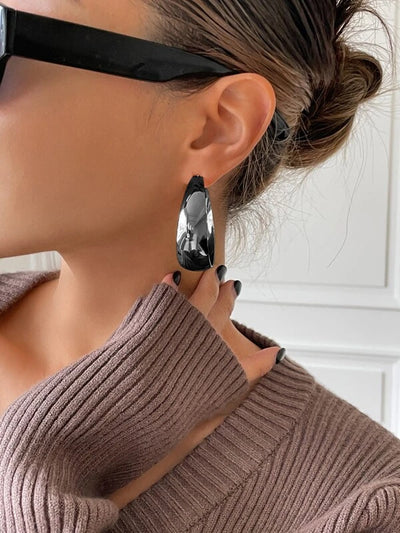 Minimalist Hoop Earrings- Gun Metal Black