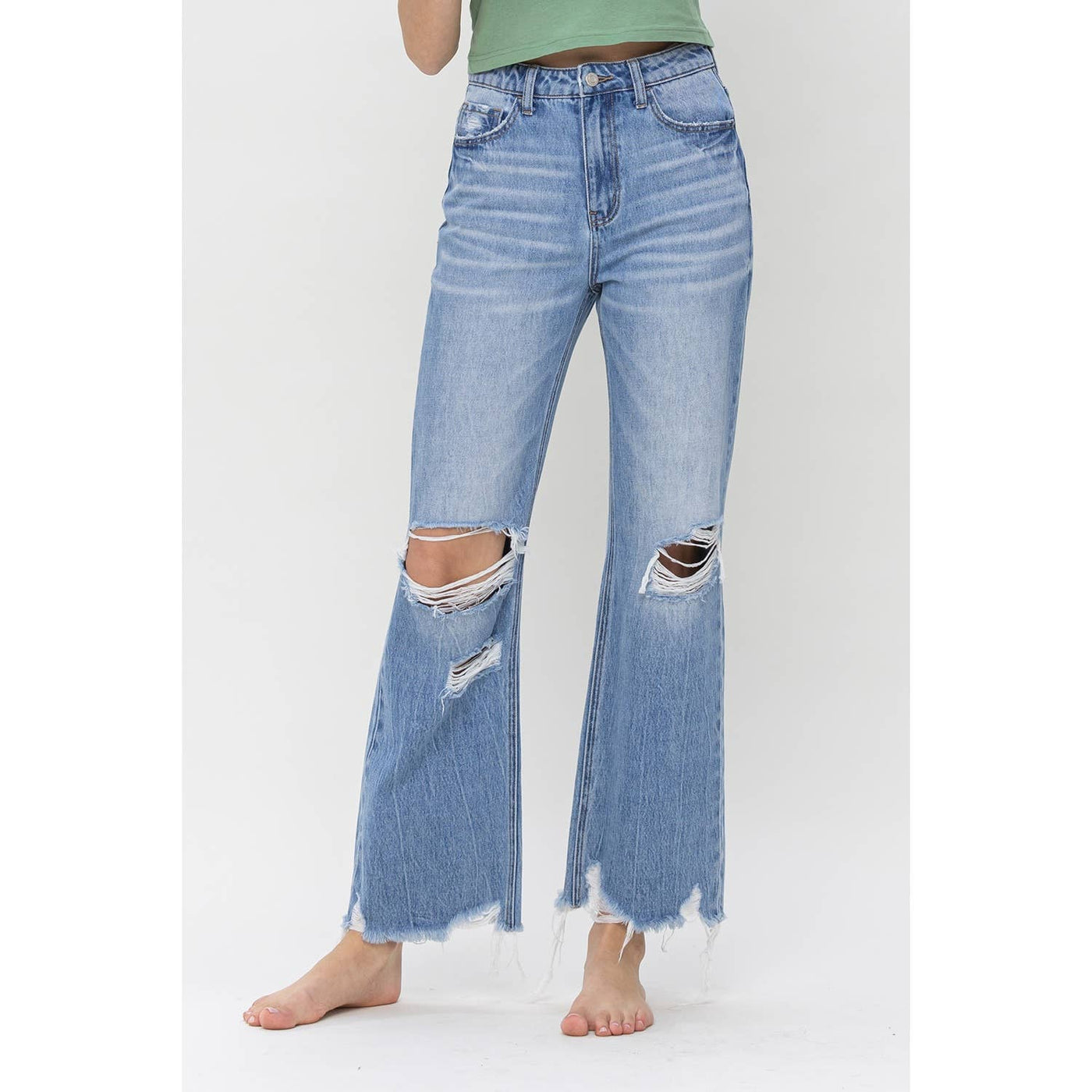 Vervet 90s Vintage Distressed Crop Flare Jean