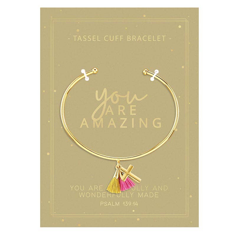 You Are Amazing Tassel Cuff Bracelet