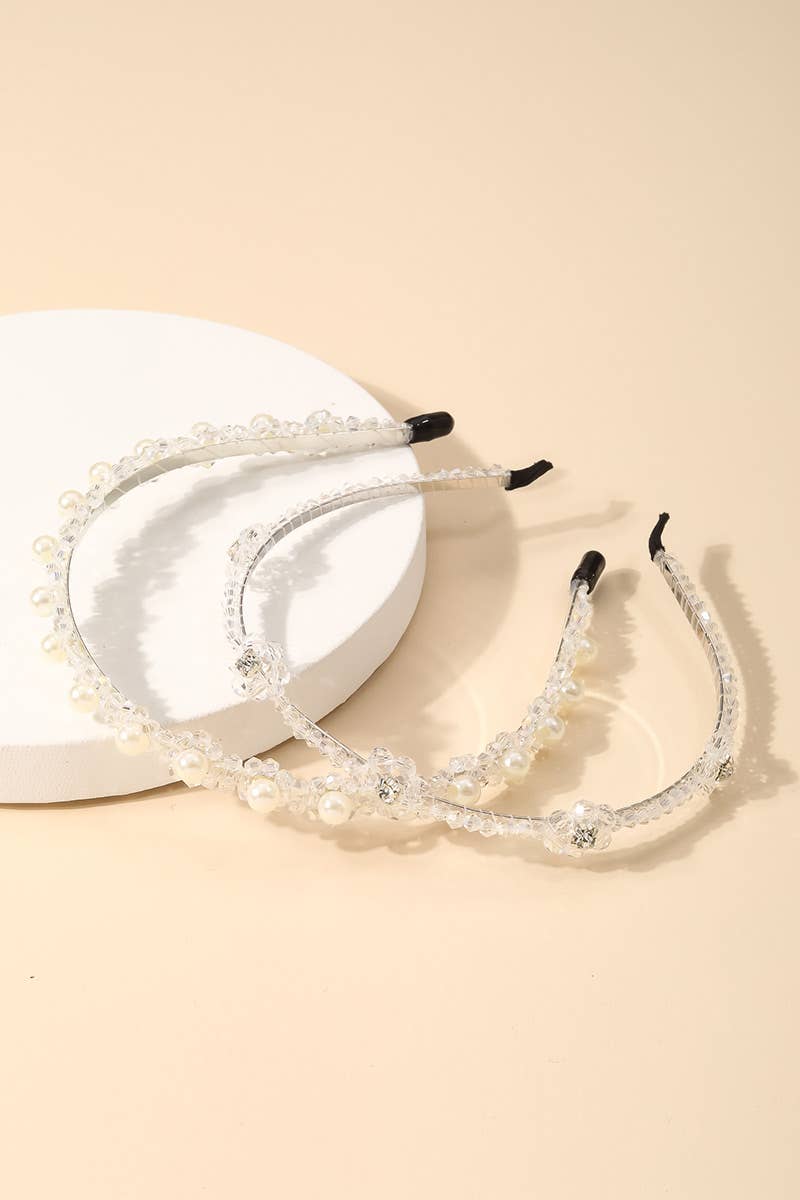 Rhinestones And Pearls Headbands- 2 styles