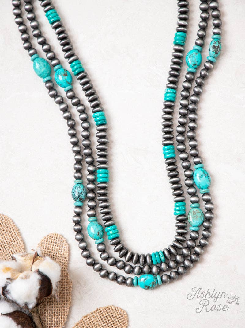 Yes Ma'am Silver Strand Turquoise Layered Necklace