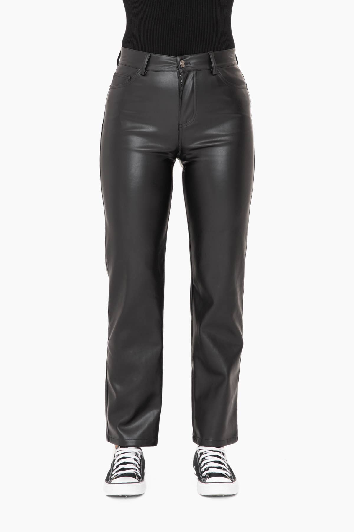 Vegan Leather Straight Leg Pants