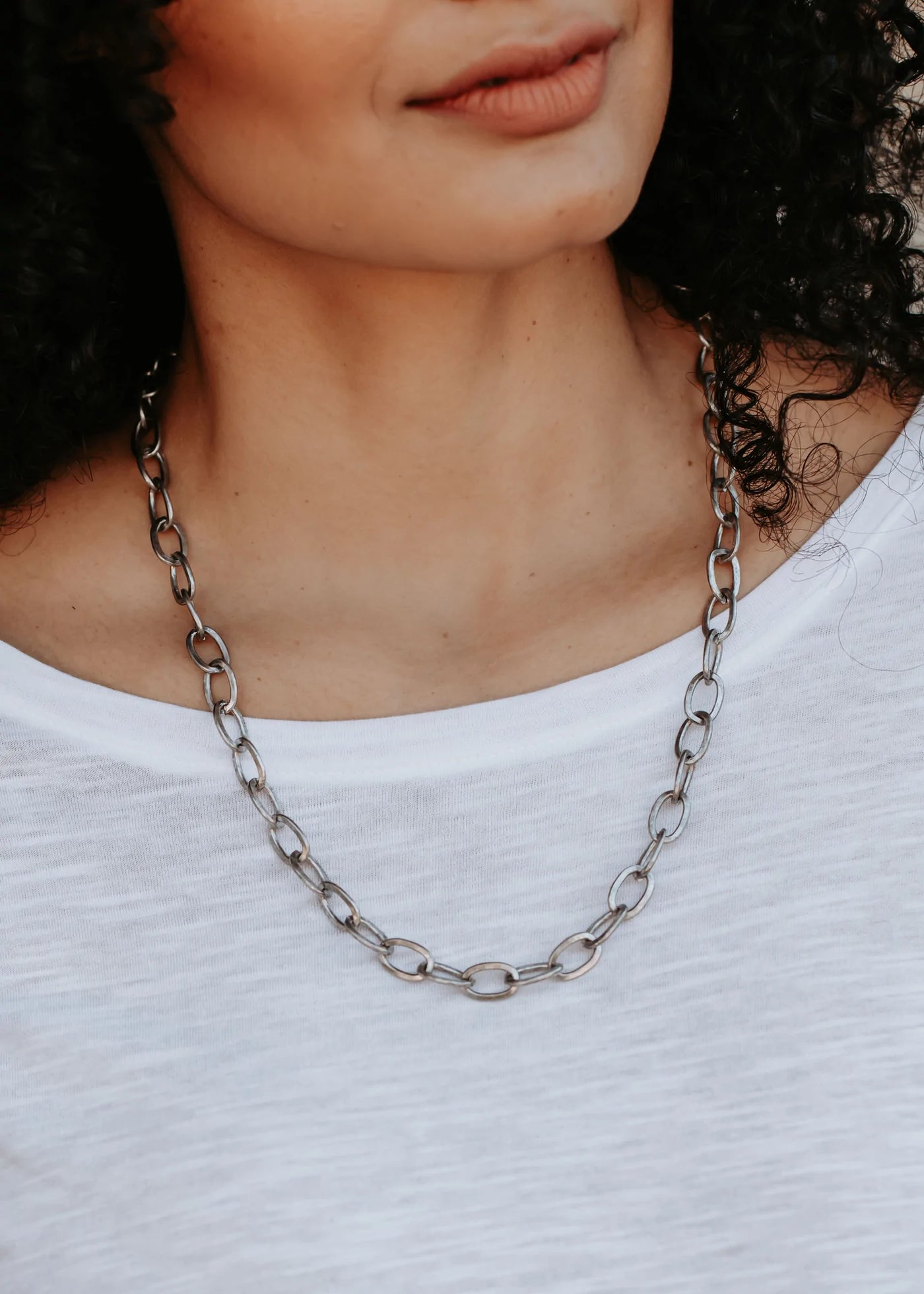 Long Link Necklace- silver & gold