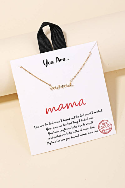 Mama Script Necklace- silver and gold