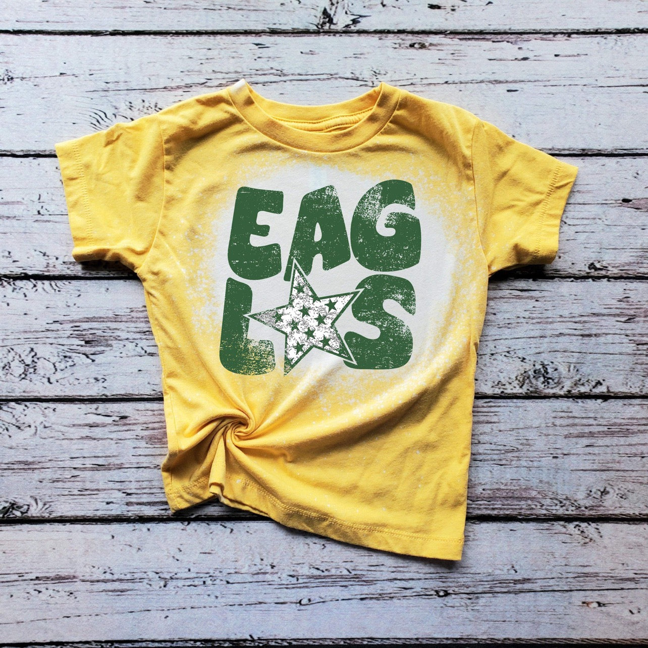 Eagles Yellow Bleached Star Tee- adult