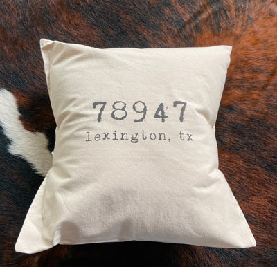 Show Your Small Town Pride Zip Code Pillow