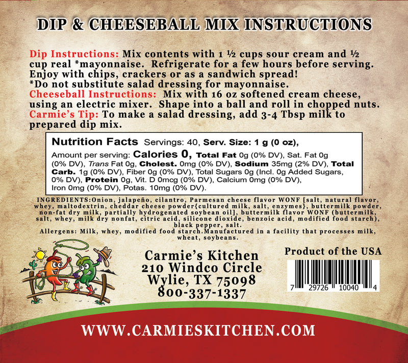Jalapeno Ranch Dip & Cheeseball  Mix